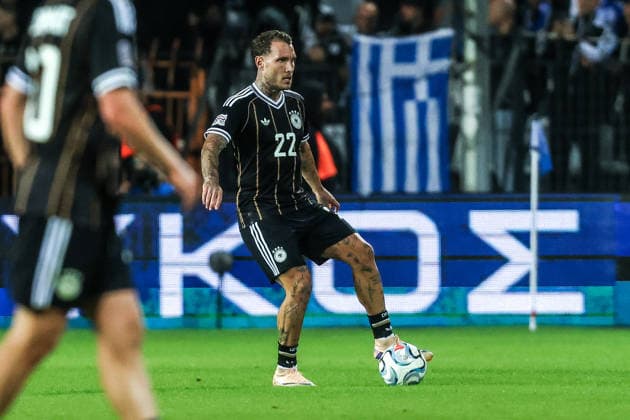 Fussball, UEFA Nations League Saison 2026 2027 Gruppe A2 - 4.Spieltag Griechenland - Deutschland 04.10.2026, Toumba Stadium Thessaloniki David Raum (Deutschland, 22) Thessaloniki Toumba Stadium Griechenland