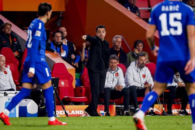 EINDHOVEN - Netherlands coach Xavi Hernandez gestures during the UEFA Nations League match between the Netherlands and Serbia at the Philips Stadium on October 4, 2026, in Eindhoven, the Netherlands. MARCEL TER BALS ANP UEFA Nations League 2026 27 xVIxANPxSportx xMarcelxterxBalsxIVx 571528370 originalFilename: 571528370.jpg