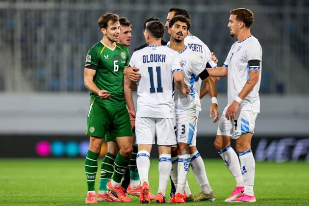 UEFA Nations League Group Stage, TSC Arena, BaÄka Topola, Serbia 4 10 2026 Republic of Ireland vs Israel Tempers flare between Ireland s Jayson Molumby and Israel s Oscar Gloukh Tempers flare between Jayson Molumby and Oscar Gloukh 4 10 2026  Copyright: xx RB1_4263