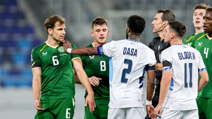 UEFA Nations League Group Stage, TSC Arena, BaÄka Topola, Serbia 4 10 2026 Republic of Ireland vs Israel Tempers flare between Ireland s Jayson Molumby and Israel s Eli Dasa Tempers flare between Jayson Molumby and Eli Dasa 4 10 2026  Copyright: xx RB1_4341