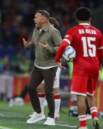 Wales v Denmark UEFA Nations League Craig Bellamy Manager of Wales reacts on the touchline during the UEFA Nations League match at the Cardiff City Stadium, Cardiff 04 10 2026 UK Newspapers OUT Copyright: xKaraxThomasx FIL-24028-0052