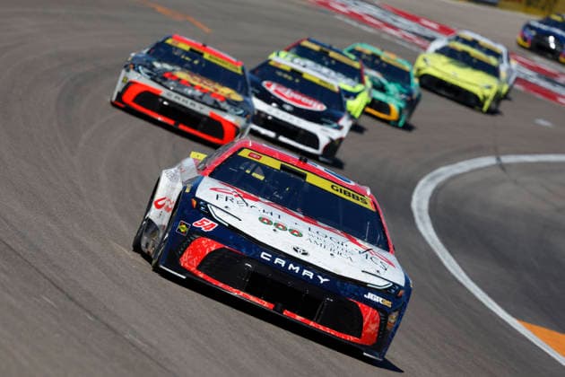 LAS VEGAS, NV - MARCH 04: Ty Gibbs ( 54 Joe Gibbs Racing Saia Freight + Logistics Toyota) during the South Point 400 NASCAR, Motorsport, USA Cup Series Chase playoff race on October 4, 2026 at Las Vegas Motor Speedway in Las Vegas, NV. (Photo by Jeff Speer LVMS Icon Sportswire) AUTO: OCT 04 NASCAR Cup Series Playoffs South Point 400 EDITORIAL USE ONLY Icon26100412693