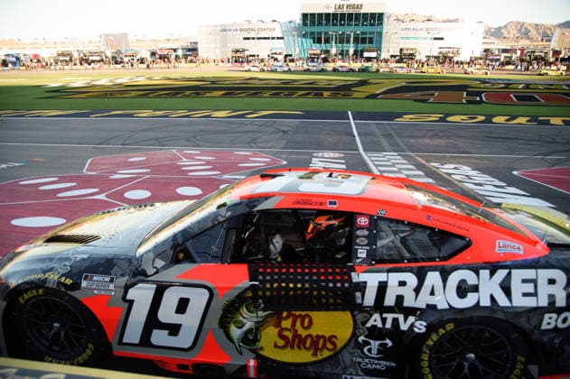 LAS VEGAS, NV - OCTOBER 04: Chase Briscoe ( 19 Joe Gibbs Racing Bass Pro Shops Toyota) celebrates winning the race during the NASCAR, Motorsport, USA Cup Series Playoffs South Point 400 on October 04, 2026, at Las Vegas Motor Speedway in Las Vegas, NV. (Photo by Chris Williams LVMS Icon Sportswire) AUTO: OCT 04 NASCAR Cup Series Playoffs South Point 400 EDITORIAL USE ONLY Icon0072610041244