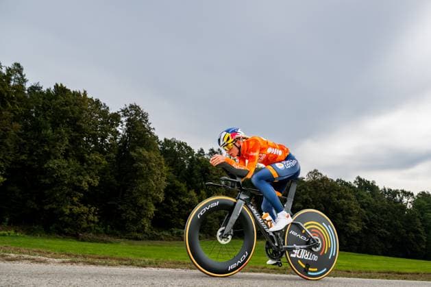 Dutch Demi Vollering is pictured in action during a training session at the cycling UEC Road European Championships, in Ljubljana, Slovenia Monday 5 October 2026. The UEC Road European Championships are taking place from 02 to 07 October in Ljubljana, Slovenia. DAVIDxPINTENS  x188780949x
