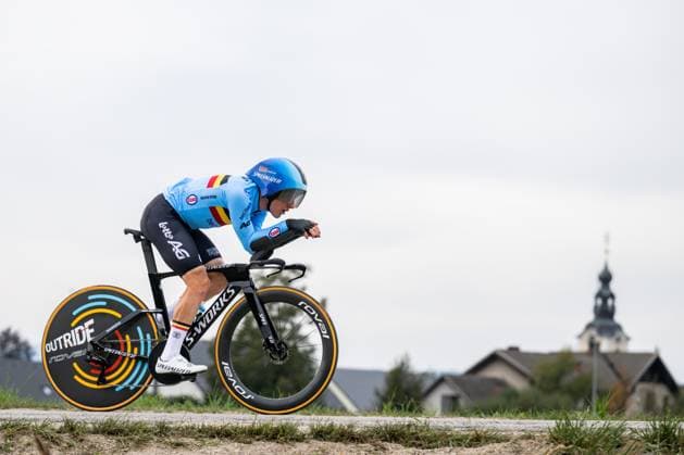 Belgian Ilan Van Wilder is pictured in action during a training session at the cycling UEC Road European Championships, in Ljubljana, Slovenia Monday 5 October 2026. The UEC Road European Championships are taking place from 02 to 07 October in Ljubljana, Slovenia. DAVIDxPINTENS  x188790666x