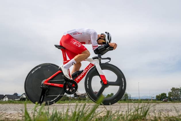 Polish Michal Kwiatkowski is pictured in action during a training session at the cycling UEC Road European Championships, in Ljubljana, Slovenia Monday 5 October 2026. The UEC Road European Championships are taking place from 02 to 07 October in Ljubljana, Slovenia. DAVIDxPINTENS  x188790676x