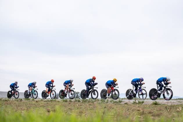 Italian riders are pictured in action during a training session at the cycling UEC Road European Championships, in Ljubljana, Slovenia Monday 5 October 2026. The UEC Road European Championships are taking place from 02 to 07 October in Ljubljana, Slovenia. DAVIDxPINTENS  x188790644x