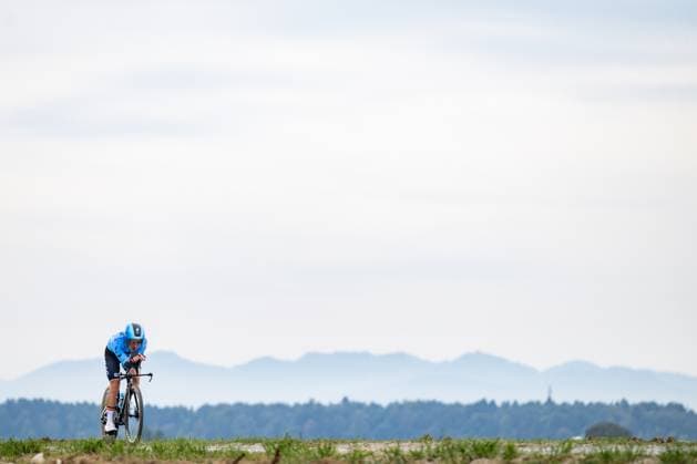 Belgian Ilan Van Wilder is pictured in action during a training session at the cycling UEC Road European Championships, in Ljubljana, Slovenia Monday 5 October 2026. The UEC Road European Championships are taking place from 02 to 07 October in Ljubljana, Slovenia. DAVIDxPINTENS  x188790663x