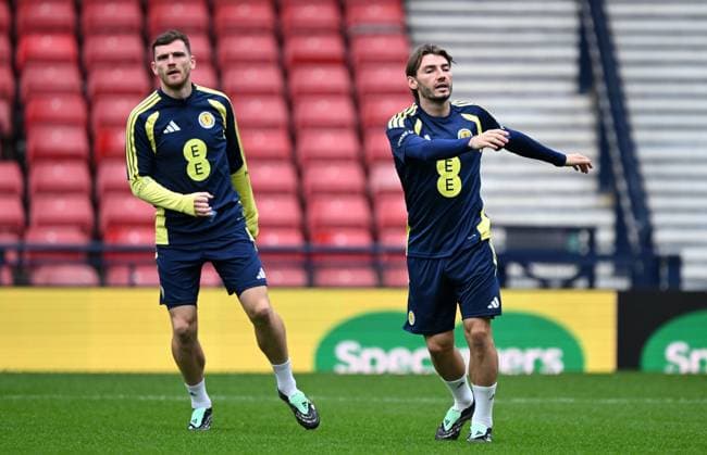 Billy Glamour of Scotland training at Hampden Park ahead of the game tomorrow night. Scotland Team Training, International Football, Barclays Hampden, Glasgow, Scotland, UK - 05 Oct 2026Glasgow Lesser Hampden Scotland United Kingdom  Copyright: xMarkxRunnacles Shutterstockx 17186657q