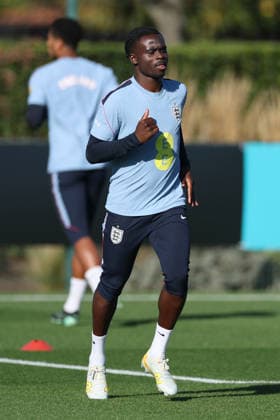 England MD-1 Training, Nations League Bukayo Saka of England during the England MD-1 training session ahead of the 2026 27 UEFA Nations League Group A3 match vs Czech Republic, Tottenham Hotspur Training Ground, Enfield, England on 5 October 2026 Credit: Tiego Grenho Every Second Media Editorial use only. All images are copyright Every Second Media Limited. No images may be reproduced without prior permission. Copyright: xIMAGO EveryxSecondxMediax ESM-2200-0038 TiegoxGrenhox xEveryxSecondxMediax