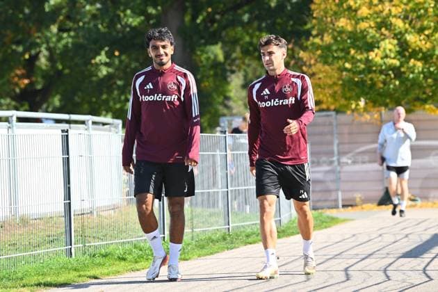 05.10.2026 - Fussball - 2. Fussball - Bundesliga - Saison 2026 2027 - 1. FC Nürnberg Nuernberg FCN ( Club ) - Training - Sportfoto Zink DoGe - xdoxgex - Rayan Ghrieb (7, 1. FC Nürnberg FCN ) Andrea Ceresoli (14, 1. FC Nürnberg FCN )