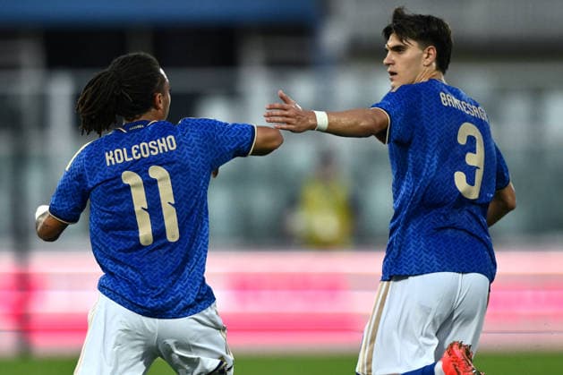 As Pescara 05 10 2026 - qualificazione Europeo 2027 U21, U 21 Italia-Polonia foto Antonello Sammarco Image nella foto: esultanza gol Luca Koleosho 