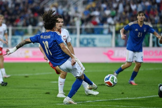 As Pescara 05 10 2026 - qualificazione Europeo 2027 U21, U 21 Italia-Polonia foto Antonello Sammarco Image nella foto: gol Luca Koleosho 