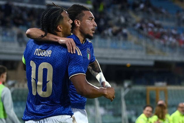 As Pescara 05 10 2026 - qualificazione Europeo 2027 U21, U 21 Italia-Polonia foto Antonello Sammarco Image nella foto: esultanza gol Cher Ndour 