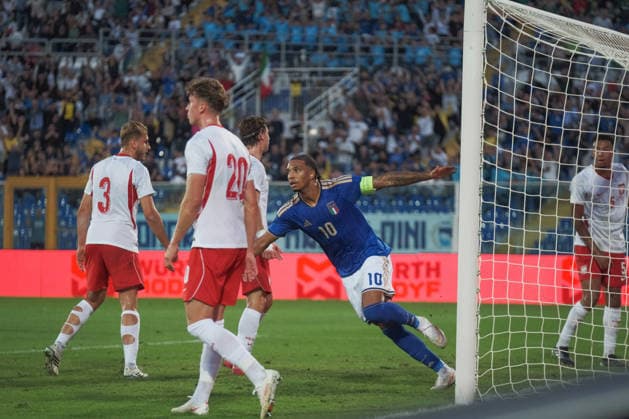 IPA89339833 - Ndur ( 10 Italy) during the 2027 European Under-21 Championship Qualifying Round—Italy vs. Poland, UEFA European Football Championship in Pescara, Italy, October 5, 2026  Copyright: xRoccoxPedone IPAxSportx xx IPA89339833
