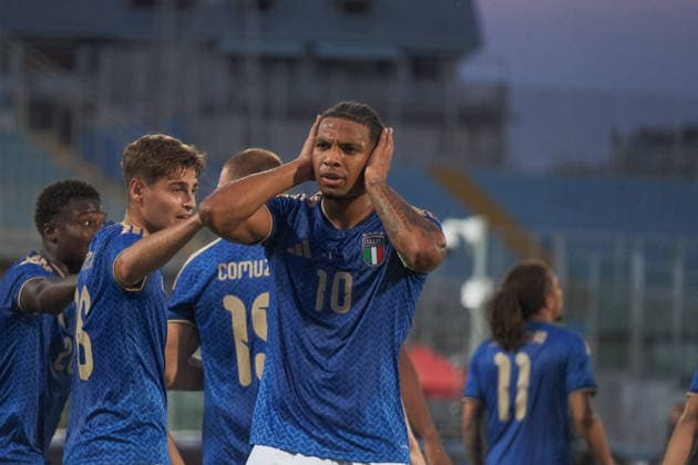 SOCCER - UEFA European Championship, EM, Europameisterschaft - 2027 European Under-21 Championship Qualifying Round - Italy vs. Poland Photo by IPA ABACAPRESS.COM89339832 - Ndur ( 10 Italy) during the 2027 European Under-21 Championship Qualifying Round—Italy vs. Poland, UEFA European Football Championship in Pescara, Italy, October 5, 2026 Pescara Italy  Copyright: xIPAxSport ABACAx
