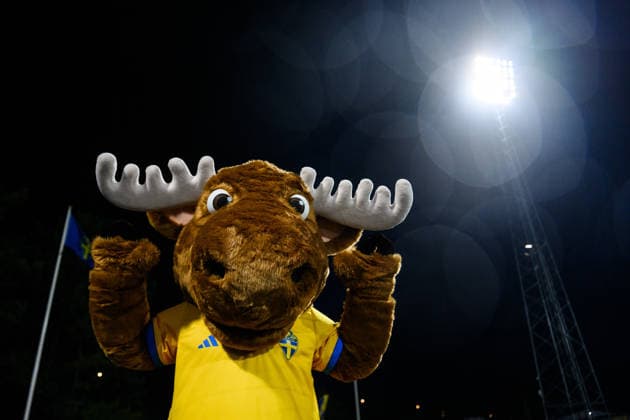 261005 Nick, mascot of Sweden, during the UEFA Under 21 Championship Qualifier football match between Sweden and North Macedonia on October 5, 2026 in Falkenberg. Photo: Carl Sandin BILDBYRAN kod CS CS0988 fotboll football soccer fotball U21, U 21 em em uefa under 21 championship European Championship, EM, Europameisterschaft sverige sweden north macedonia bbeng Copyright: CARLxSANDIN BB261005CS038