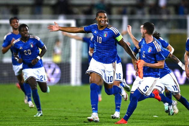 As Pescara 05 10 2026 - qualificazione Europeo 2027 U21, U 21 Italia-Polonia foto Antonello Sammarco Image nella foto: esultanza gol Cher Ndour 