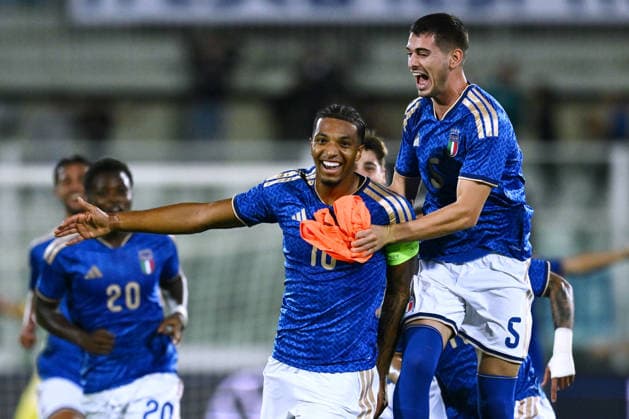 As Pescara 05 10 2026 - qualificazione Europeo 2027 U21, U 21 Italia-Polonia foto Antonello Sammarco Image nella foto: esultanza gol Cher Ndour 