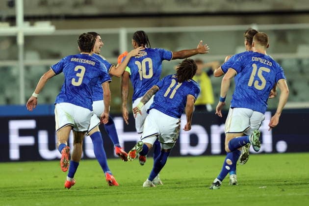 05.10.2026 PESCARA ( ITALY WLOCHY ) PILKA NOZNA ( FOOTBALL ) ELIMINACJE MISTRZOSTW EUROPY U-21 - UEFA EURO, EM, Europameisterschaft,Fussball 2027 ( UEFA EURO UNDER 21 QUALIFICATION ) MECZ (GAME) POLSKA - WÅOCHY ( POLAND - ITALY ) NZ. RADOSC BRAMKA GOL CHER NDOUR FOTO JAKUB PIASECKI CYFRASPORT NEWSPIX.PL --- newspix.pl POLAND OUT! 