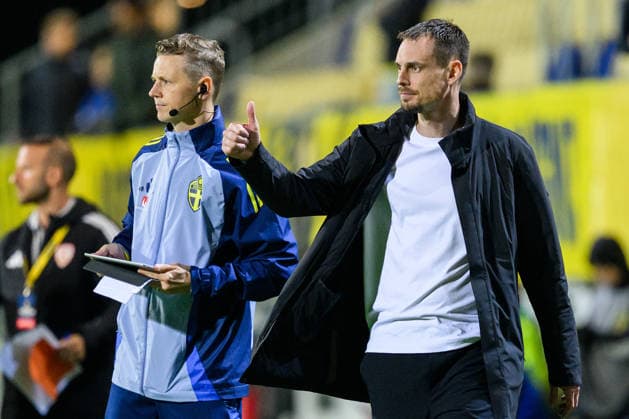 261005 head coach Daniel Bäckström of Sweden during the UEFA Under 21 Championship Qualifier football match between Sweden and North Macedonia on October 5, 2026 in Falkenberg. Photo: Carl Sandin BILDBYRAN kod CS CS0988 fotboll football soccer fotball U21, U 21 em em uefa under 21 championship European Championship, EM, Europameisterschaft sverige sweden north macedonia bbeng Copyright: CARLxSANDIN BB261005CS049