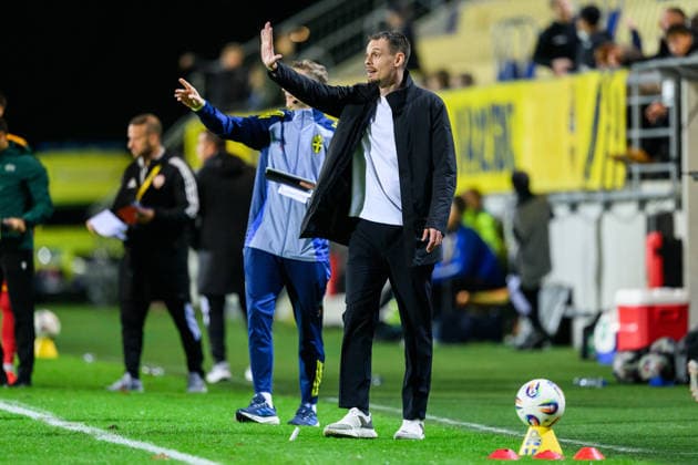 261005 head coach Daniel Bäckström of Sweden during the UEFA Under 21 Championship Qualifier football match between Sweden and North Macedonia on October 5, 2026 in Falkenberg. Photo: Carl Sandin BILDBYRAN kod CS CS0988 fotboll football soccer fotball U21, U 21 em em uefa under 21 championship European Championship, EM, Europameisterschaft sverige sweden north macedonia bbeng Copyright: CARLxSANDIN BB261005CS050