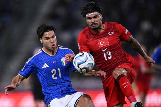 Mg Bologna 05 10 2026 - Nations League Italia-Turchia foto Matteo Gribaudi Image nella foto: Antonio Vergara-Eren Elmali 