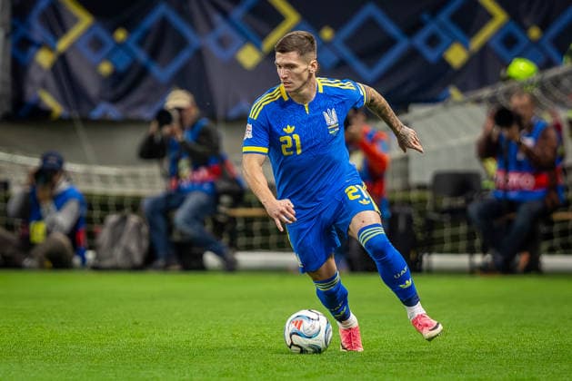 UKRAINE - HUNGARY Vladyslav Veleten of Ukraine and Polissya Zhytomyr during UEFA Nations League - League B - Group B2 - Matchday 4 - football match between Ukraine and Hungary. Anton Malatinsky Stadium, City Arena, Trnava, Slovakia, October 05, 2026. Photo by Branislav Racko Copyright: xx 080A3460