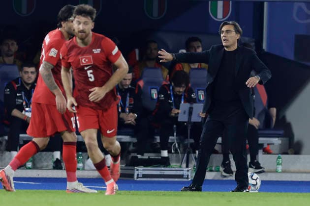 UEFA Nations League football match Italy vs Turkey Vincenzo Montella italian coach of Turkiye gesticulate during UEFA Nations League football match (League A, Group A1) between Italy vs Turkey at the Renato Dall Ara stadium in Bologna on October 05, 2026. _BPH2558 Copyright: xAntonioxBalascox