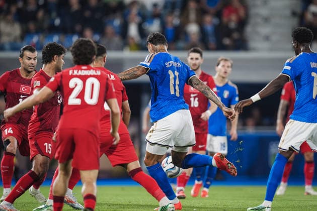 ItalyÕs Gianluca Scamacca goal 1-0 during the UEFA Nations League 2026 27 match between Italy and Turkiye (Group A1 - Matchday 4) at Stadio Renato Dall Ara in Bologna, Italy - October 5, 2026. - Soccer  Copyright: xMassimoxPaolone LaPressex