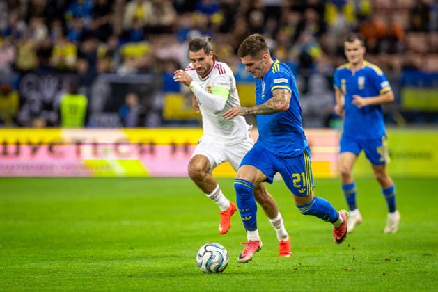 UKRAINE - HUNGARY Vladyslav Veleten of Ukraine and Polissya Zhytomyr during UEFA Nations League - League B - Group B2 - Matchday 4 - football match between Ukraine and Hungary. Anton Malatinsky Stadium, City Arena, Trnava, Slovakia, October 05, 2026. Photo by Branislav Racko Copyright: xx 080A3808