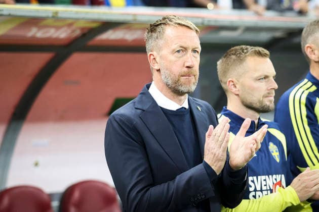 BUKAREST, RUMÄNIEN 20261005 Sveriges förbundskapten Graham Potter under mandagens fotbollsmatch i Nations League (grupp B4) mellan Rumänien och Sverige pa Arena NaÈ›ionala i Bukarest. Bukarest Rumäninen x21080x