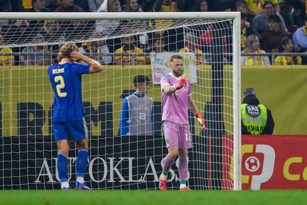 261005 goalkeeper Viktor Johansson of Sweden during the Nations League football match between Romania and Sweden on October 5, 2026 in Bucharest. Photo: Ludvig Thunman BILDBYRAN kod LT LT0828 fotboll football soccer fotball nations league uefa nations league rumänien romania sverige sweden sverige a bbeng Copyright: LUDVIGxTHUNMAN BB261005LT079