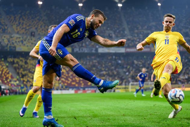261005 Jesper Karlström of Sweden during the Nations League football match between Romania and Sweden on October 5, 2026 in Bucharest. Photo: Ludvig Thunman BILDBYRAN kod LT LT0828 fotboll football soccer fotball nations league uefa nations league rumänien romania sverige sweden sverige a bbeng Copyright: LUDVIGxTHUNMAN BB261005LT084