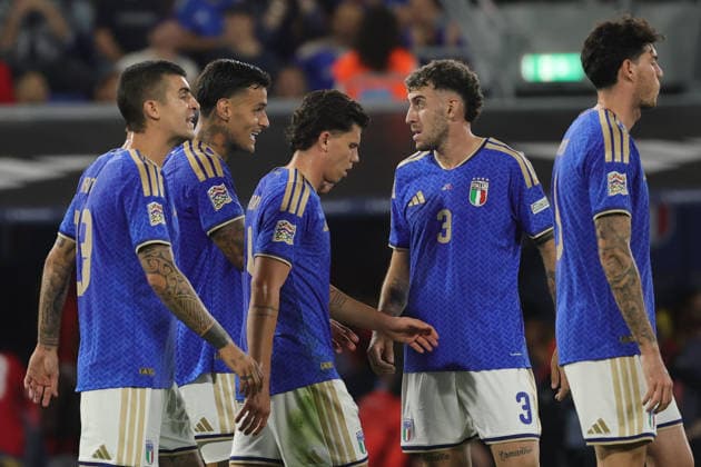 5th October 2026; Stadio Renato DallAra, Bologna, Italy; UEFA Nations League Football, Italy versus Turkey; Gianluca Scamacca of Italy celebrates scoring a goal 1-0 EmanuelexPennacchio