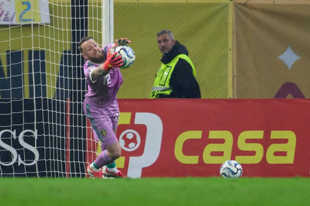 261005 goalkeeper Viktor Johansson of Sweden during the Nations League football match between Romania and Sweden on October 5, 2026 in Bucharest. Photo: Ludvig Thunman BILDBYRAN kod LT LT0828 fotboll football soccer fotball nations league uefa nations league rumänien romania sverige sweden sverige a bbeng Copyright: LUDVIGxTHUNMAN BB261005LT086