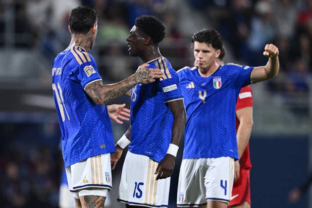 IPA89343161 - Gianluca Scamacca (ITA) celebrates after scoring the goal that made the score 1-0 during the UEFA Nations League 2026-27 League Phase Matchday 2 match between Italy and Turkey at the Renato Dall Ara Stadium on October 5, 2026, in Bologna, Italy.  Copyright: xDomenicoxCippitelli IPAxSportx xx IPA89343161