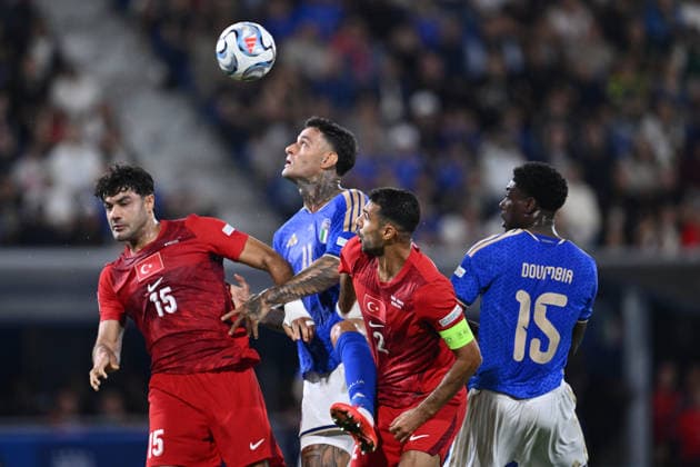 IPA89343162 - Gianluca Scamacca (ITA) during the goal-scoring play in the UEFA Nations League 2026-27 League Phase Matchday 2 match between Italy and Turkey at the Renato Dall Ara Stadium on October 5, 2026, in Bologna, Italy.  Copyright: xDomenicoxCippitelli IPAxSportx xx IPA89343162