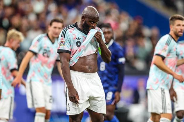 Belgium s Romelu Lukaku reacts during a soccer game between France and Belgian national team, Nationalteam Red Devils, on Monday 5 October 2026 in Saint-Denis, France, the fourth (of 6) game of the UEFA Nations League group stage. BRUNOxFAHY  x188824140x