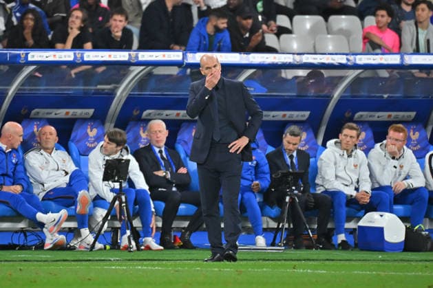 UEFA Nations League 2026, France vs Belgium, Football France Head Coach Zinedine Zidane dejected during the UEFA Nations League 2026 match between France and Belgium at Stade de France on October 05, 2026 in Paris, France. Saint Denis Stade de France France