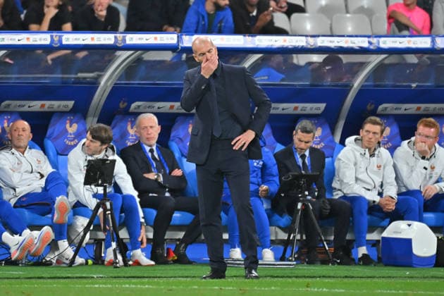 UEFA Nations League 2026, France vs Belgium, Football France Head Coach Zinedine Zidane dejected during the UEFA Nations League 2026 match between France and Belgium at Stade de France on October 05, 2026 in Paris, France. Saint Denis Stade de France France