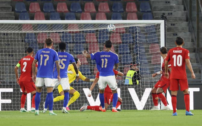 UEFA Nations League 2026 27 football match between Italy and Türkiye Goal the Gianluca Scamacca of Italy during the 2026 27 UEFA Nations League football match between Italy and Türkiye on October 5, 2026, at the Renato Dall™Ara Stadium in Bologna Bologna Stadio Renato Dall Ara Bologna Italia Copyright: xFABIOxSASSOxFabioxSassox Italia Turchia2026_10_05Fabio Sasso6058