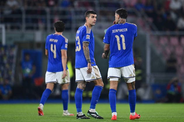 5th October 2026; Stadio Renato DallAra, Bologna, Italy; UEFA Nations League Football, Italy versus Turkey; Gianluca Scamacca (ITA) celebrates after scoring the goal of 1-0 DomenicoxCippitelli