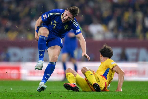 261005 Viktor Gyökeres of Sweden during the Nations League football match between Romania and Sweden on October 5, 2026 in Bucharest. Photo: Ludvig Thunman BILDBYRAN kod LT LT0828 fotboll football soccer fotball nations league uefa nations league rumänien romania sverige sweden sverige a bbeng Copyright: LUDVIGxTHUNMAN BB261005LT110