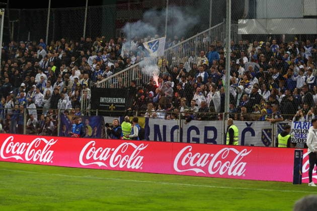 Zenica 05.10.2026. PIlka nozna UEFA Liga Narodow sezon 2026 2027 kolejka 4 mecz: Bosnia I Hercegowina - Polska --- Football UEFA Nations League season 2026 2027 round 4 match: Bosnia and Herzegovina - Poland nz Bosnia kibice Fot. Kacper Staniec NEWSPIX.PL --- newspix.pl POLAND OUT! 