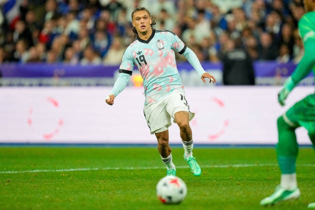 Diego Moreira (Belgium) looks on during the UEFA Nations League 2026 27 group phase match between France and Belgium at Stade de France on October 5, 2026 in Paris, France. (Photo by Alex Gottschalk DeFodi Images) -