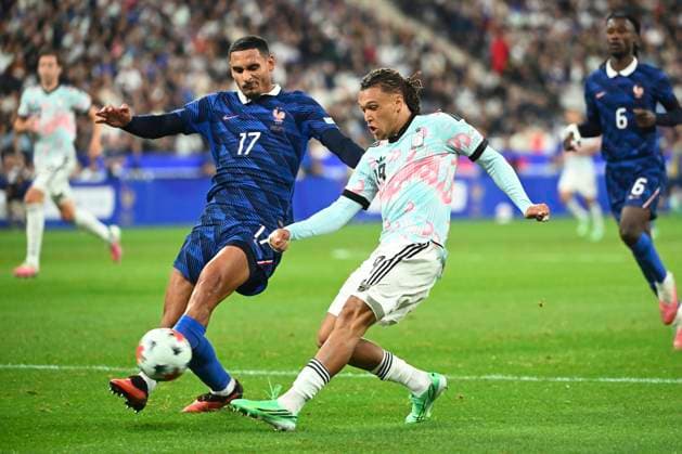 France v Belgium - UEFA Nations League 2026 PARIS, FRANCE - OCTOBER 05 : Lacroix Maxence defender of France , Moreira Da Silva Diego defender of Belgium during the UEFA Nations League tournament league phase matchday 4 group A1 match between France and Belgium on October 5, 2026 in Paris, France, 05 10 2026 Paris France  Copyright: xVincentxKalutx