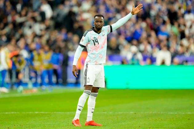Dodi Lukebakio (Belgium) gestures during the UEFA Nations League 2026 27 group phase match between France and Belgium at Stade de France on October 5, 2026 in Paris, France. (Photo by Alex Gottschalk DeFodi Images) -