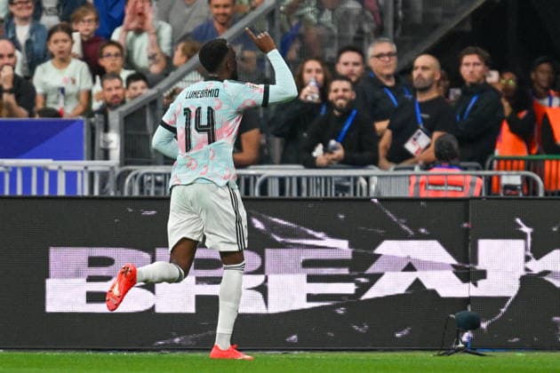 261005 France vs Belgium Dodi Lukebakio (14) of Belgium celebrates after scoring the 0-1 goal during a soccer game between the national teams of France and Belgium on matchday 4 in group A1 in the Nations League , league phase , on Monday 5 October 2026 in Paris , France .(Photo by David Catry Isosport) Paris France  Copyright: xDavidxCatryx 20261005DC2_1208