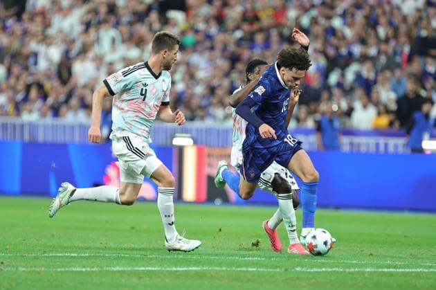 Foot Ligue des Nations France - Belgique PHOTOPQR LE PARISIEN Olivier Arandel (Staff) ; Saint-Denis ; 05 10 2026 ; Saint-Denis, France Stade de France Lundi 5 octobre 2026 Football Ligue des Nations de l’UEFA Groupe A (Phase de groupes) France - Belgique LP Olivier Arandel 18 Maghnes Akliouche UEFA Nations League, League A, Group A1 football match between France and Belgium on 5 October 2026 at Stade de France in Saint-Denis, France